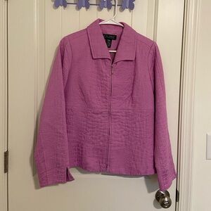 NWOT Dialogue women’s purple textured snake print pattern zip collared jacket XS